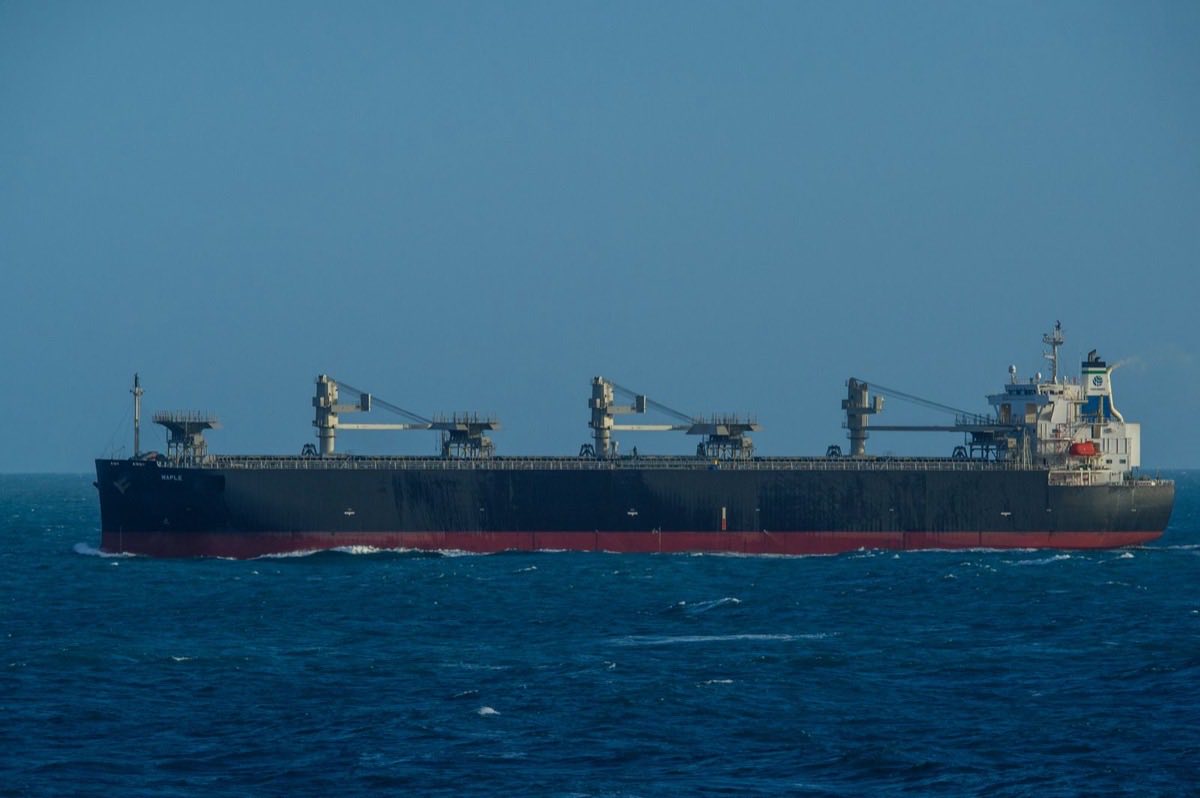 Bulk carrier underway in open ocean